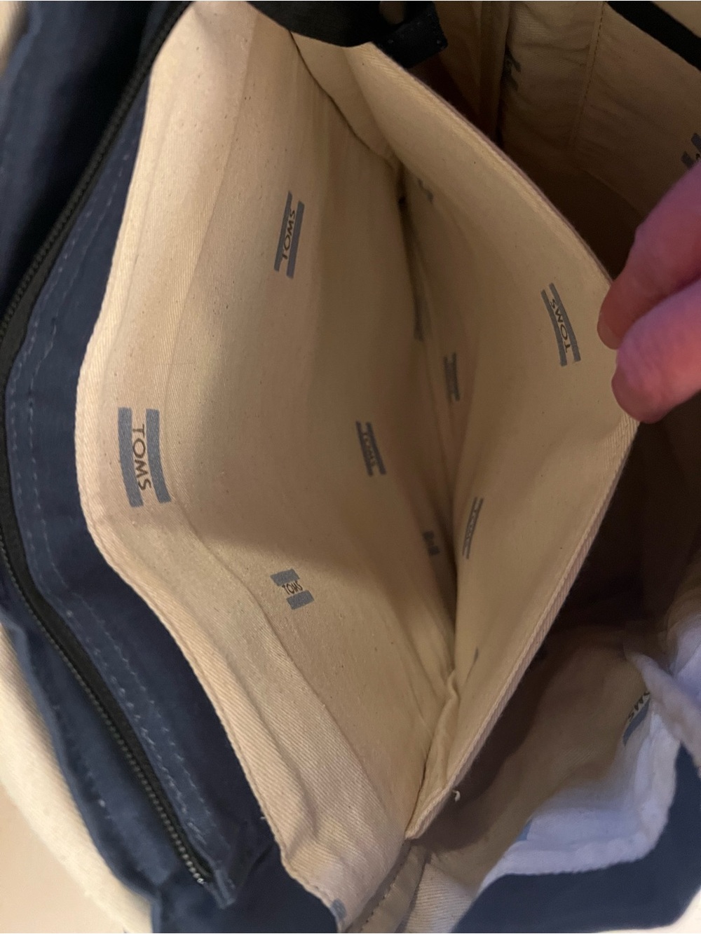 TOMS Navy Backpack with Black Accent Strap - Picture 8 of 10